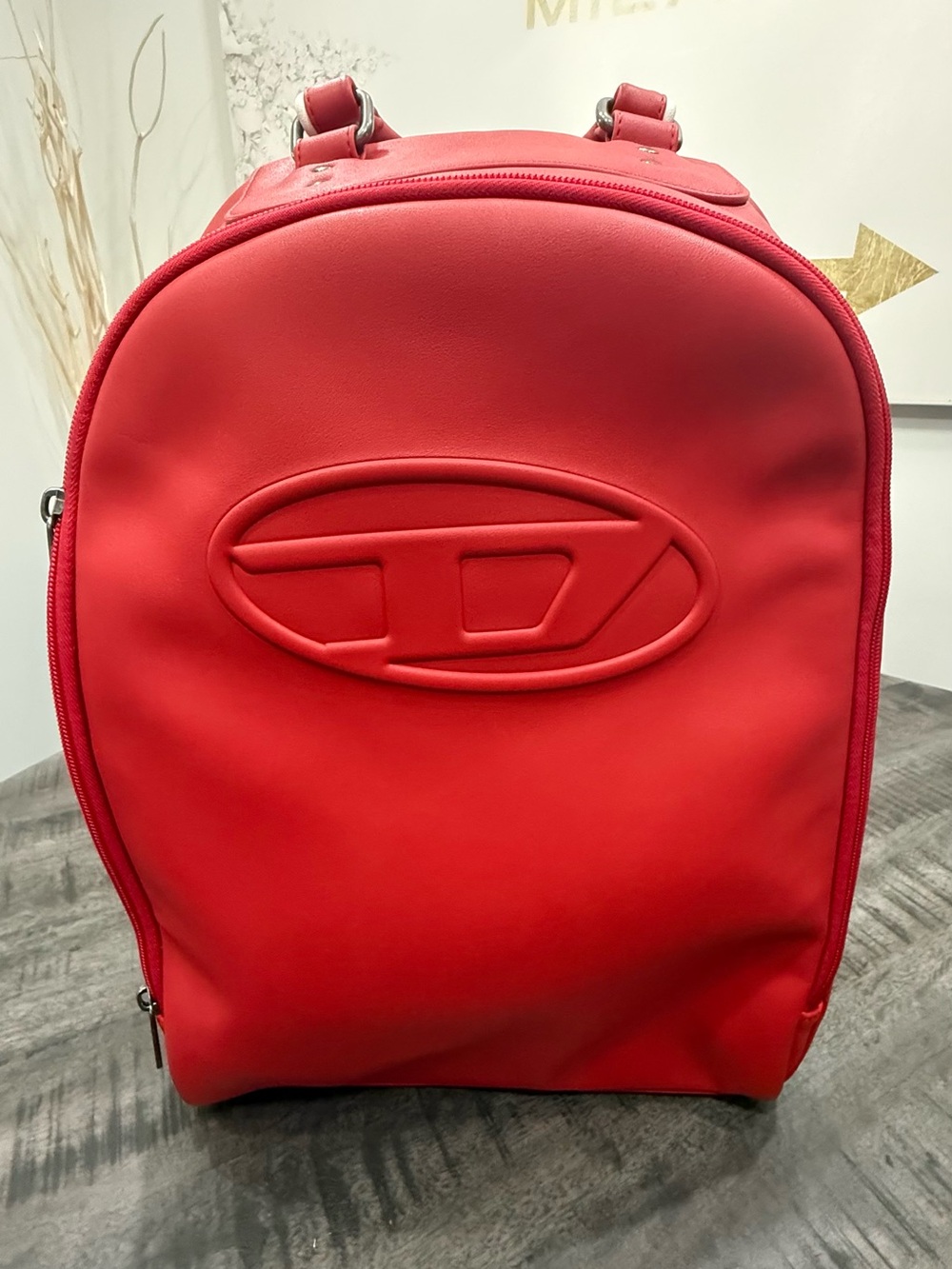 Diesel Red Men’s Backpack with Embossed Logo